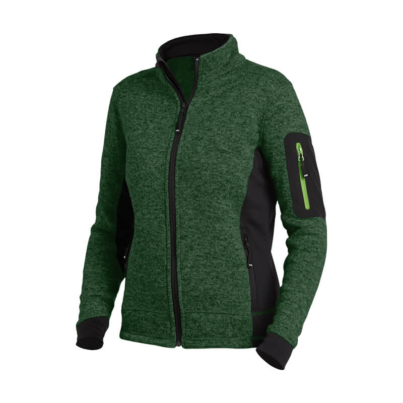 FHB Damen Strick-Fleece-Jacke MARIEKE grün- schwarz