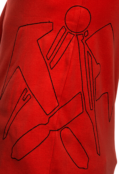 JOB-Dachdecker -RIPP-T-Shirt PEER rot mit V-Ausschnitt