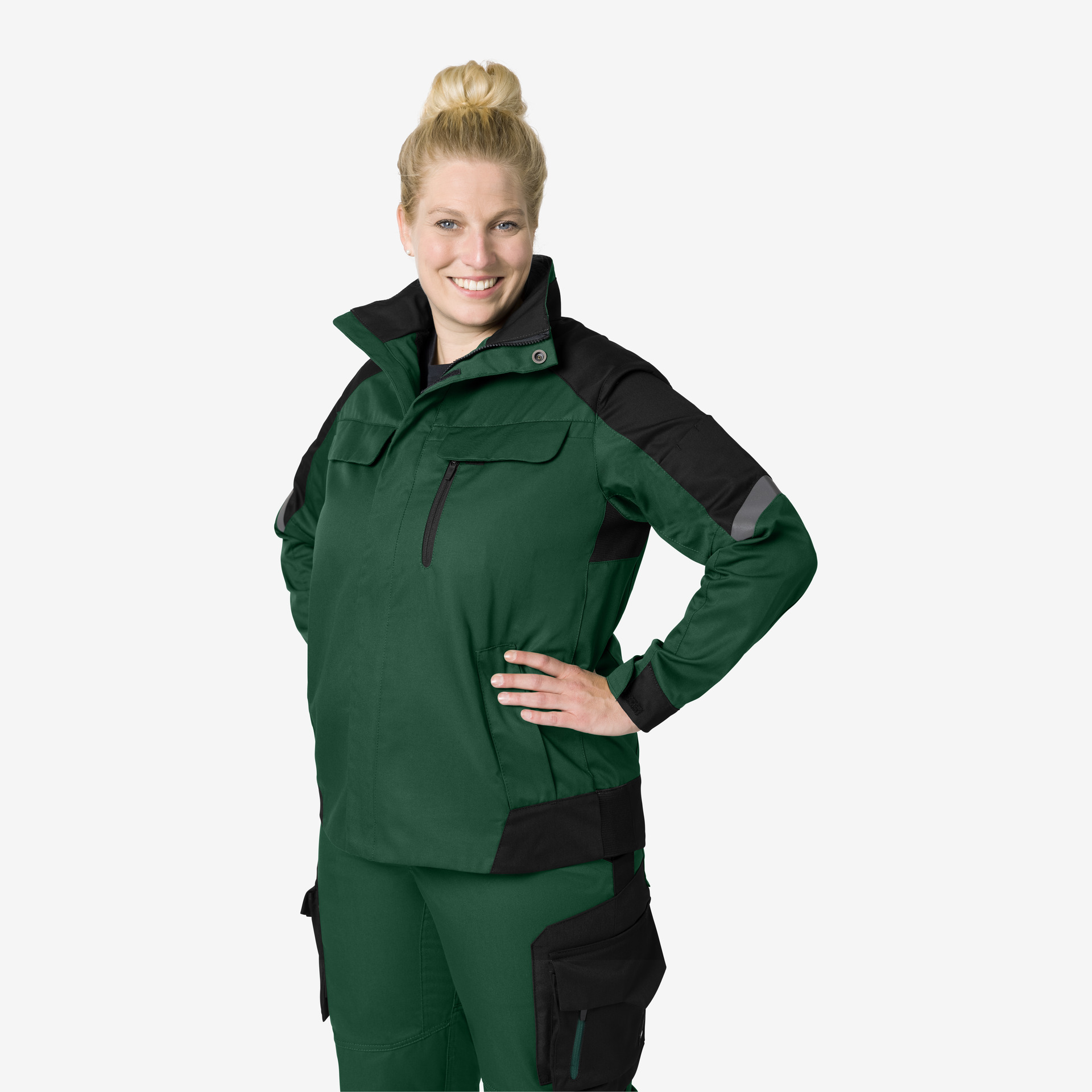 FHB Damen Arbeitsjacke ANDREA grün -schwarz